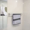 Single Towel Bar with Double Hook Plates | 60cm Stainless Steel Multi-Function Rail