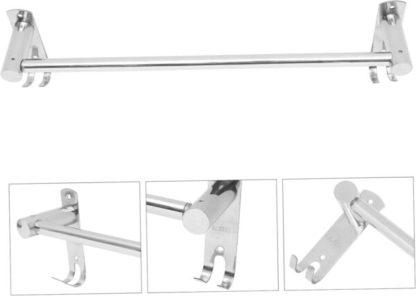 Single Towel Bar with Double Hook Plates | 60cm Stainless Steel Multi-Function Rail