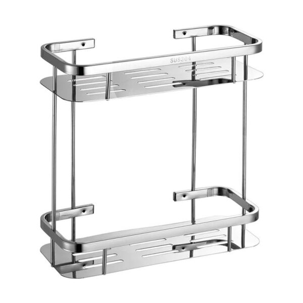 SS304 Double Rectangle Shelf | Multi-Tier Stainless Steel Storage Rack