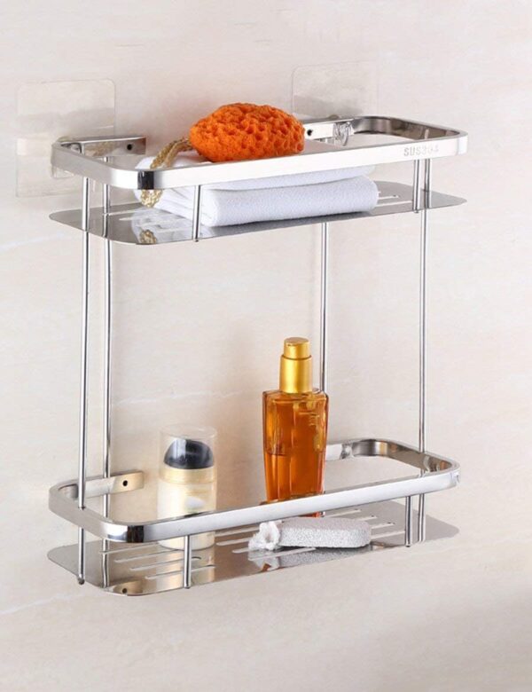 SS304 Double Rectangle Shelf | Multi-Tier Stainless Steel Storage Rack