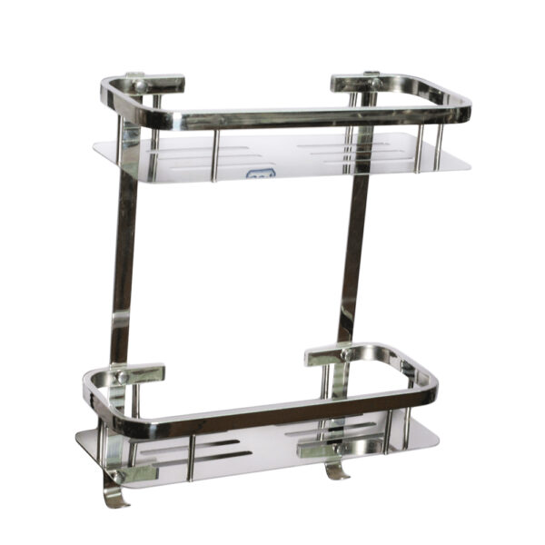 SS304 Double Rectangle Shelf | Multi-Tier Stainless Steel Storage Rack