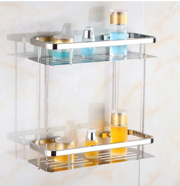SS304 Double Rectangle Shelf | Multi-Tier Stainless Steel Storage Rack