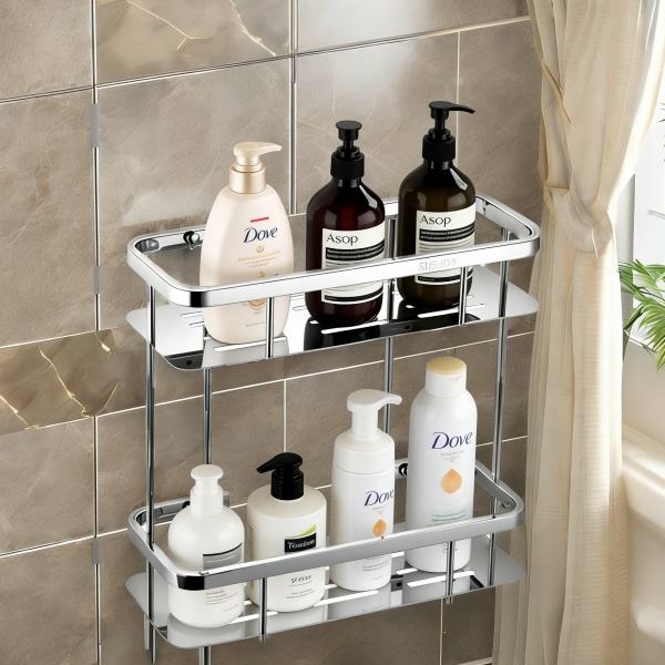 SS304 Double Rectangle Shelf | Multi-Tier Stainless Steel Storage Rack
