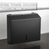 N068B – Jumbo Stainless Steel Serviette Dispenser – Black 15 Jumbo Serviette Dispenser | Matte Black SUS304 Stainless Steel Wall-Mounted Paper Towel Holder