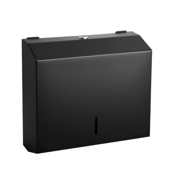 N068B – Jumbo Stainless Steel Serviette Dispenser – Black 2 Jumbo Serviette Dispenser | Matte Black SUS304 Stainless Steel Wall-Mounted Paper Towel Holder