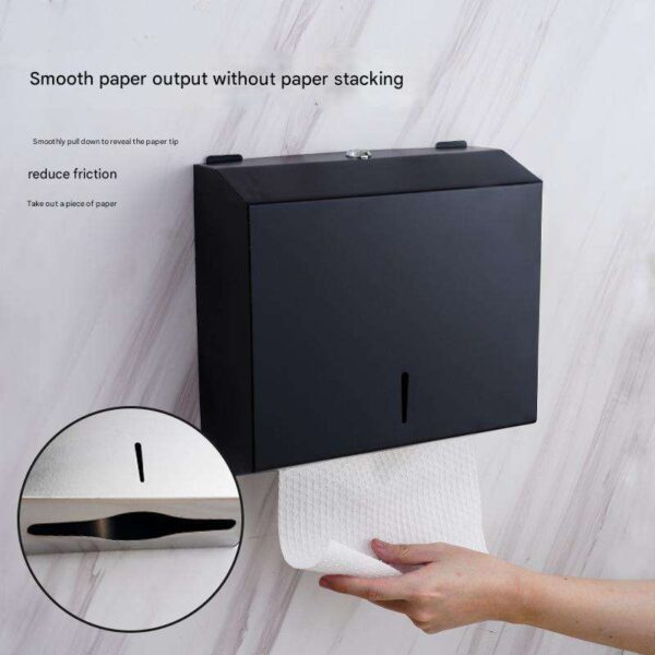 N068B – Jumbo Stainless Steel Serviette Dispenser – Black 4 Jumbo Serviette Dispenser | Matte Black SUS304 Stainless Steel Wall-Mounted Paper Towel Holder