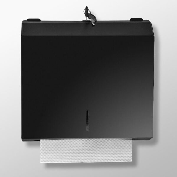 N068B – Jumbo Stainless Steel Serviette Dispenser – Black 5 Jumbo Serviette Dispenser | Matte Black SUS304 Stainless Steel Wall-Mounted Paper Towel Holder