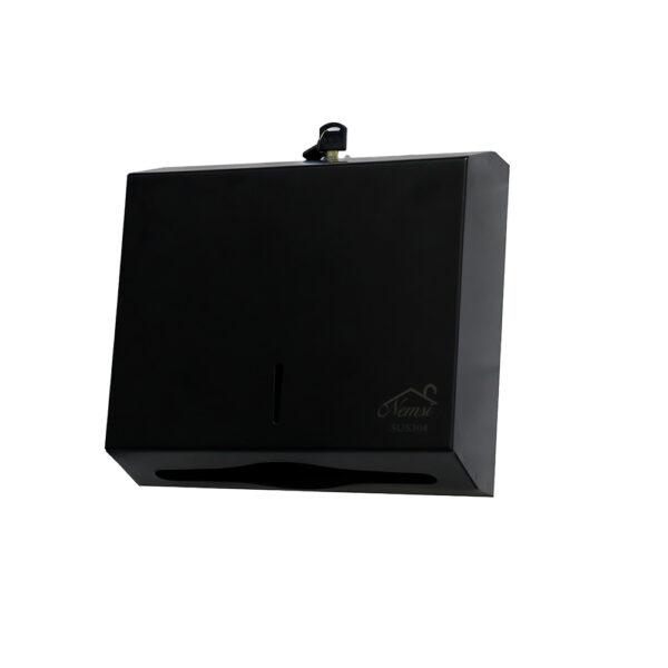 N068B – Jumbo Stainless Steel Serviette Dispenser – Black Jumbo Serviette Dispenser | Matte Black SUS304 Stainless Steel Wall-Mounted Paper Towel Holder