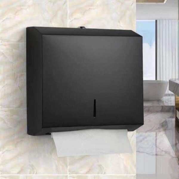 N068B – Jumbo Stainless Steel Serviette Dispenser – Black 7 Jumbo Serviette Dispenser | Matte Black SUS304 Stainless Steel Wall-Mounted Paper Towel Holder