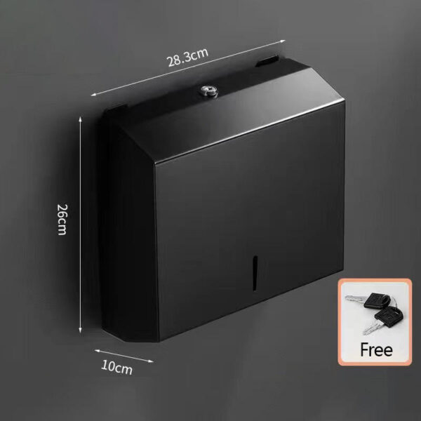 N068B – Jumbo Stainless Steel Serviette Dispenser – Black 8 Jumbo Serviette Dispenser | Matte Black SUS304 Stainless Steel Wall-Mounted Paper Towel Holder