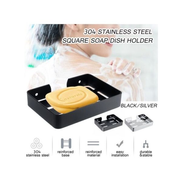 N092-B ( ZD006-SS304 Soap Dish – Black 136x97mm ) 2 SS304 Matte Black Soap Dish | 136 mm x 97 mm Rectangular Wall-Mounted Holder