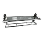 SS304 Foldable Single Shelf | Stainless Steel Organizer with Towel Bar & Integrated Hooks