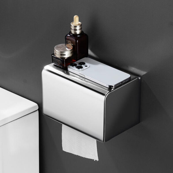 Dual Use Tissue & Serviette Holder | Mirror Finish Stainless Steel Rectangular Enclosed Dispenser