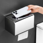 Dual Use Tissue & Serviette Holder | Mirror Finish Stainless Steel Rectangular Enclosed Dispenser