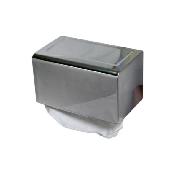 Dual Use Tissue & Serviette Holder | Mirror Finish Stainless Steel Rectangular Enclosed Dispenser
