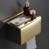 Dual Use Tissue & Serviette Holder | Gold Finish Stainless Steel Enclosed Dispenser