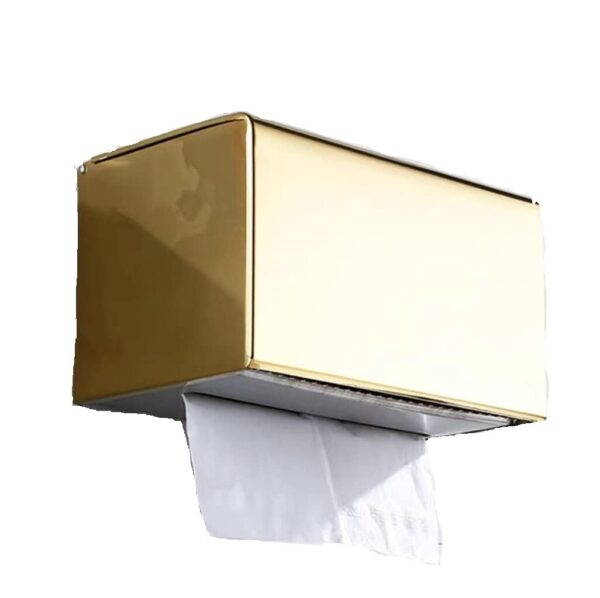 Dual Use Tissue & Serviette Holder | Gold Finish Stainless Steel Enclosed Dispenser