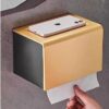 Dual Use Tissue & Serviette Holder | Gold Finish Stainless Steel Enclosed Dispenser