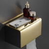 Dual Use Tissue & Serviette Holder | Gold Finish Stainless Steel Enclosed Dispenser