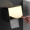Dual Use Tissue & Serviette Holder | Gold Finish Stainless Steel Enclosed Dispenser