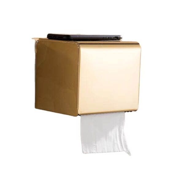 Dual Use Tissue & Serviette Holder | Gold Finish Stainless Steel Enclosed Dispenser