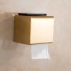 Dual Use Tissue & Serviette Holder | Gold Finish Stainless Steel Enclosed Dispenser