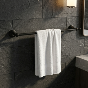 High Density Single Towel Bar | 60cm Matte Black Traditional Bathroom Rail