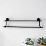 High Density Double Towel Bar | 60cm Matte Black Traditional Dual-Rail Organizer