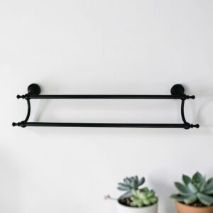 High Density Double Towel Bar | 60cm Matte Black Traditional Dual-Rail Organizer