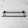 High Density Double Towel Bar | 60cm Matte Black Traditional Dual-Rail Organizer