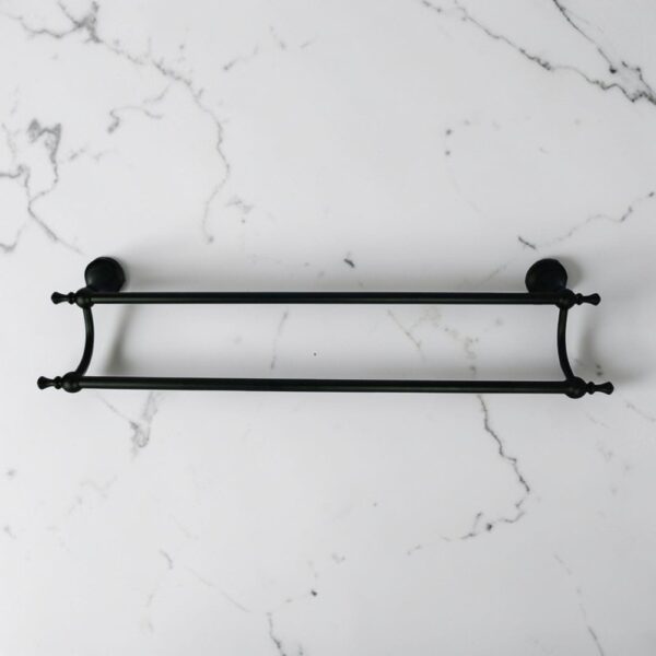 High Density Double Towel Bar | 60cm Matte Black Traditional Dual-Rail Organizer