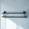 High Density Double Towel Bar | 60cm Matte Black Traditional Dual-Rail Organizer