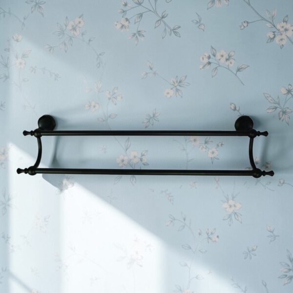 High Density Double Towel Bar | 60cm Matte Black Traditional Dual-Rail Organizer