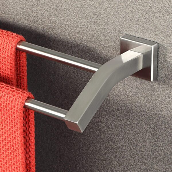 Double Towel Bar | 60cm SS304 Square Tube Dual-Rail with Curved Brackets