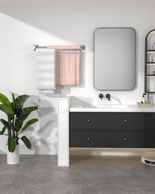 Double Towel Bar | 60cm SS304 Square Tube Dual-Rail with Curved Brackets