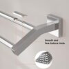 Double Towel Bar | 60cm SS304 Square Tube Dual-Rail with Curved Brackets