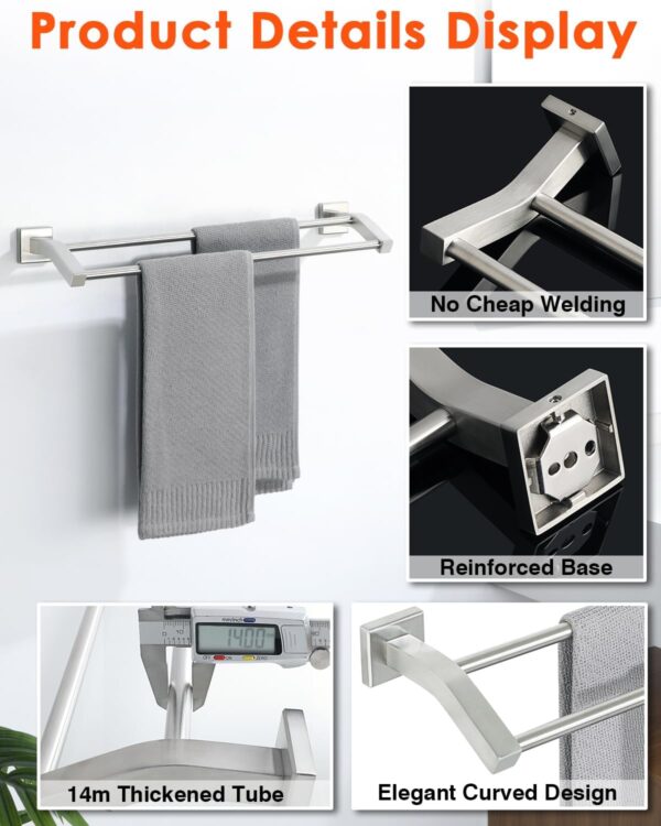 Double Towel Bar | 60cm SS304 Square Tube Dual-Rail with Curved Brackets