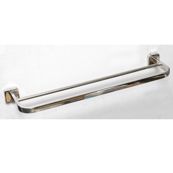Double Towel Bar | 60cm Stainless Steel Dual-Rail Rack with Square Base