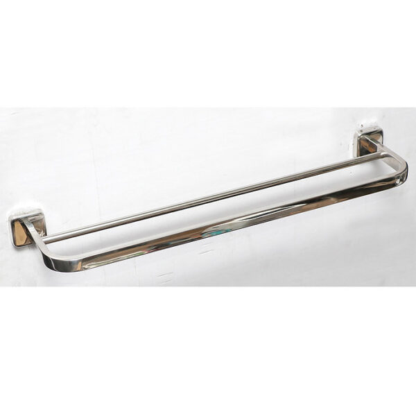 Double Towel Bar | 60cm Stainless Steel Dual-Rail Rack with Square Base