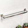 Double Towel Bar | 60cm Stainless Steel Dual-Rail Rack with Square Base