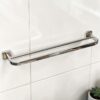 Double Towel Bar | 60cm Stainless Steel Dual-Rail Rack with Square Base