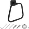 N144B TOWEL RING SQUARE -BLACK 10 Square Towel Ring | Matte Black Trapezoidal Hand Towel Holder with Geometric Base