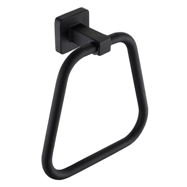 N144B TOWEL RING SQUARE -BLACK 12 Square Towel Ring | Matte Black Trapezoidal Hand Towel Holder with Geometric Base