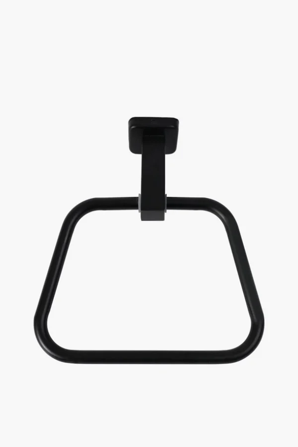 N144B TOWEL RING SQUARE -BLACK 2 Square Towel Ring | Matte Black Trapezoidal Hand Towel Holder with Geometric Base