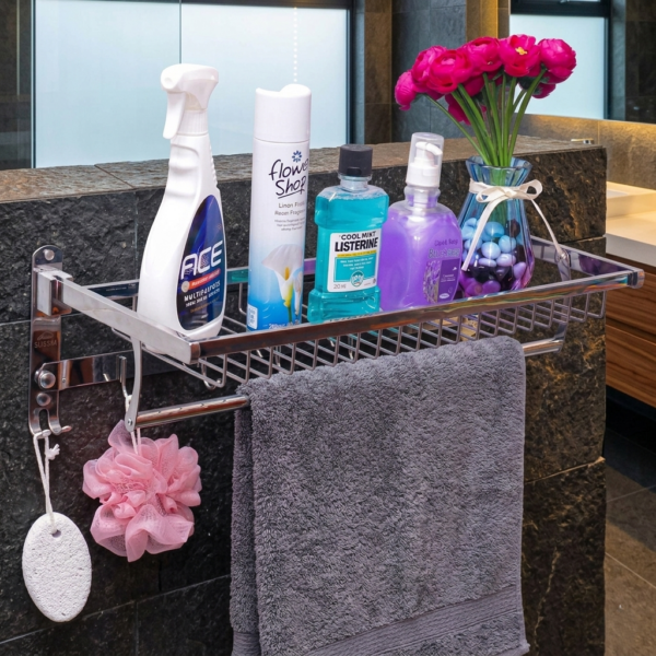 Foldable Towel Wire Rack | 60cm Stainless Steel Multipurpose Shelf with Hooks