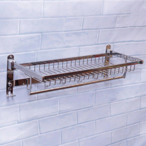 Foldable Towel Wire Rack | 60cm Stainless Steel Multipurpose Shelf with Hooks