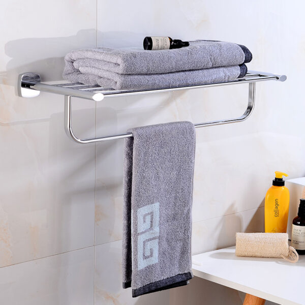 Towel Rack | 60cm Stainless Steel Tiered Shelf and Hanging Rail (K3863) SS304
