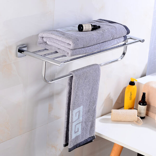 Towel Rack | 60cm Stainless Steel Tiered Shelf and Hanging Rail (K3863) SS304