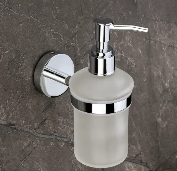 N171 ( Glass Soap Dispenser 500ml ) 3 Glass Soap Dispenser | 500ml Wall-Mounted SS304 & Frosted Glass Pump
