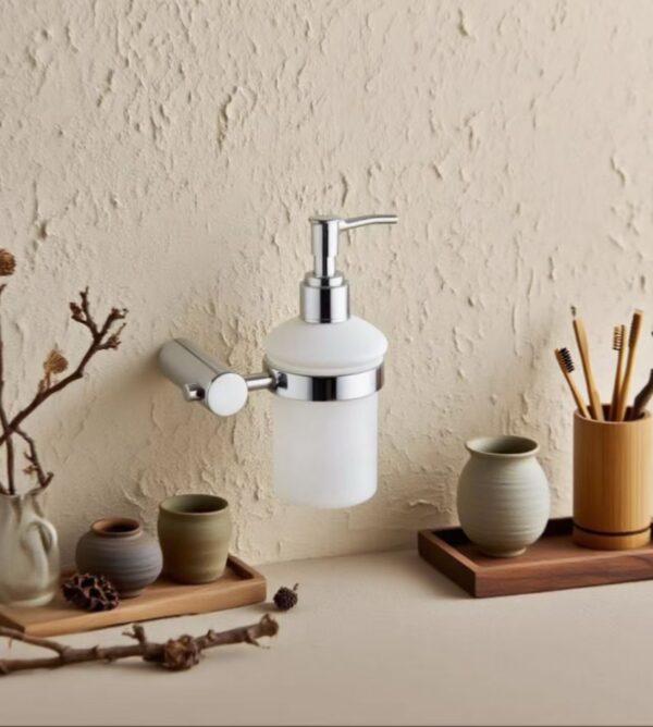 N171 ( Glass Soap Dispenser 500ml ) 6 Glass Soap Dispenser | 500ml Wall-Mounted SS304 & Frosted Glass Pump